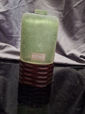 ECHO African Queen Vintage Green Glass & Wood Base Soap/Lotion Dispenser